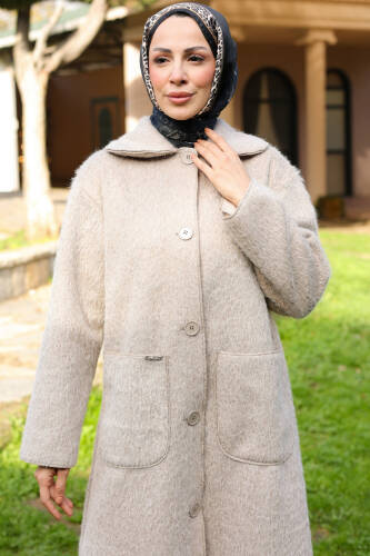Mavera Fox Kumaş Uzun Tesettür Kaban – 7009 - 4