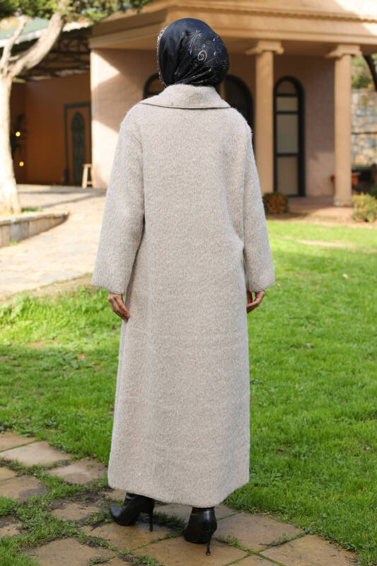 Mavera Fox Kumaş Uzun Tesettür Kaban – 7009 - 5