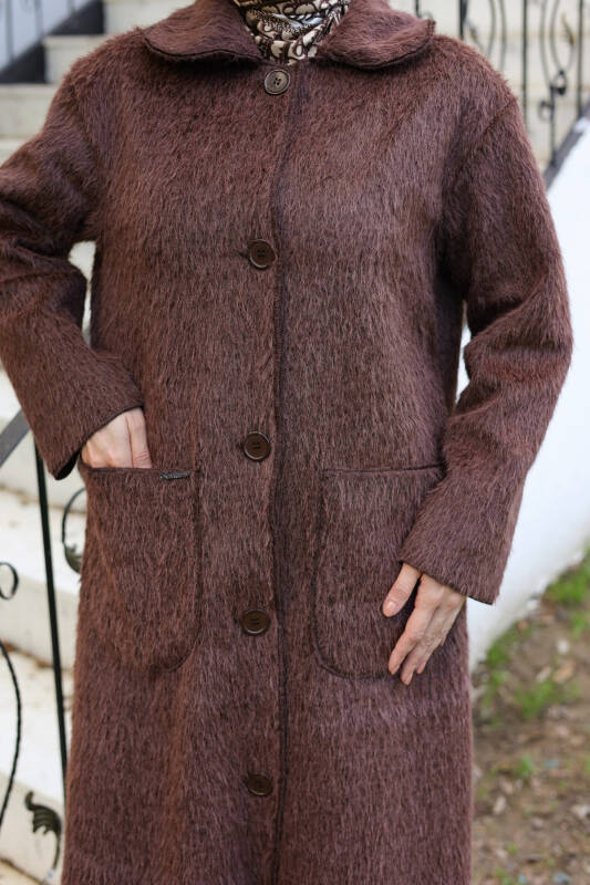 Mavera Fox Kumaş Uzun Tesettür Kaban – 7009 - 2