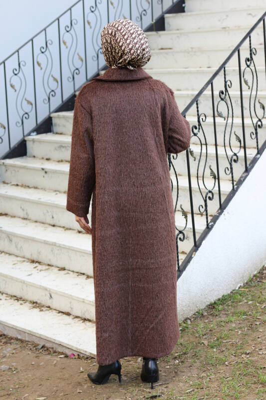 Mavera Fox Kumaş Uzun Tesettür Kaban – 7009 - 4