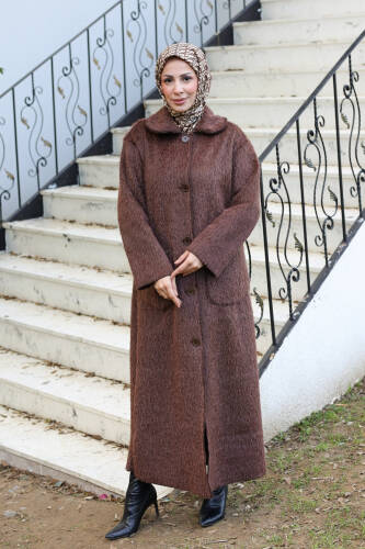 Mavera Fox Kumaş Uzun Tesettür Kaban – 7009 - 5