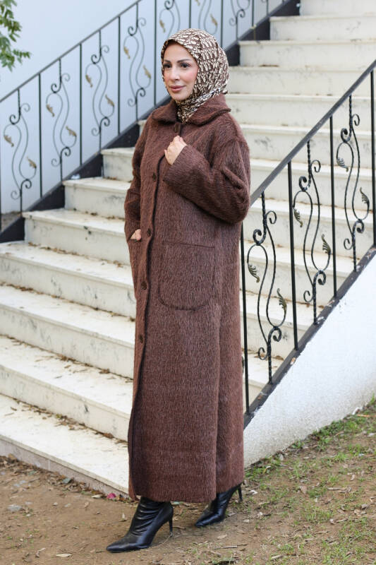 Mavera Fox Kumaş Uzun Tesettür Kaban – 7009 - 7