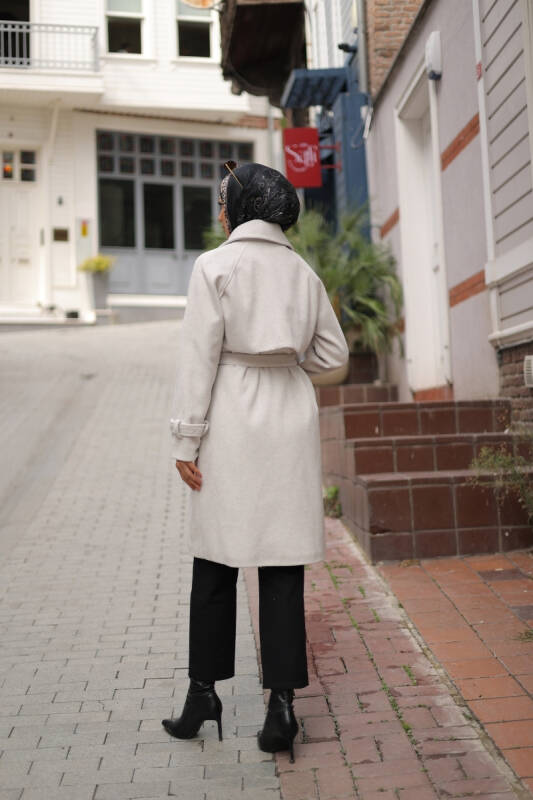 Mevira Moscov Kaşe Kaban Kırık Beyaz - 7004 - 3