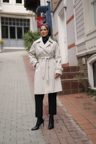 Mevira Moscov Kaşe Kaban Kırık Beyaz - 7004 
