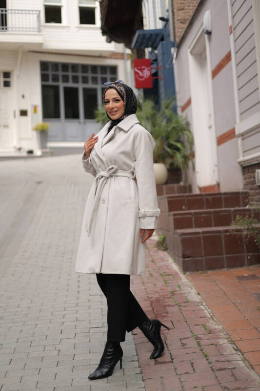 Mevira Moscov Kaşe Kaban Kırık Beyaz - 7004 - 9
