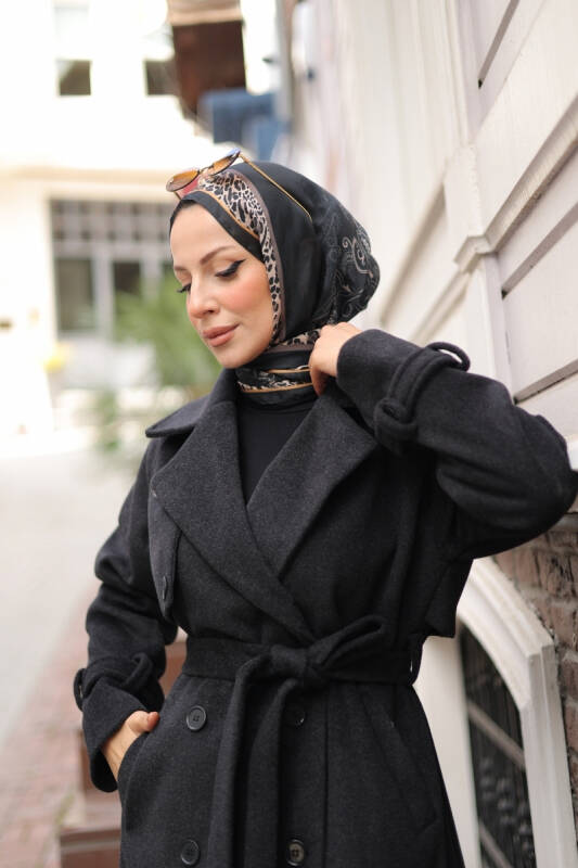 Mevira Moscov Kaşe Kaban Siyah - 7004 - 9