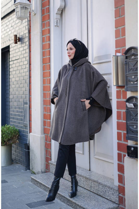 Milena Balıksırtı Kaşe Panço Siyah – 2012 - 6