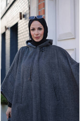 Milena Balıksırtı Kaşe Panço Siyah – 2012 - 9