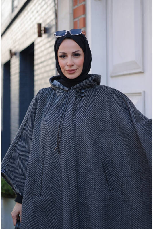 Milena Balıksırtı Kaşe Panço Siyah – 2012 - 9