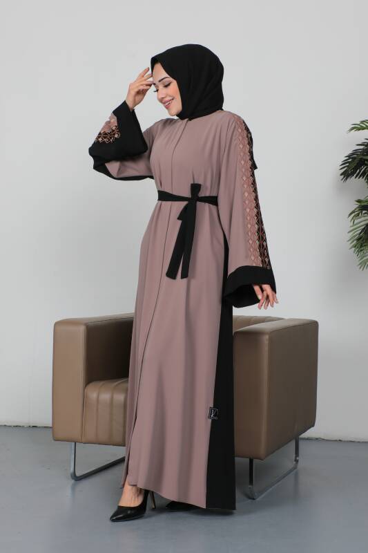 Nakışlı Cupra Kumaş Abaya -2270 - 3