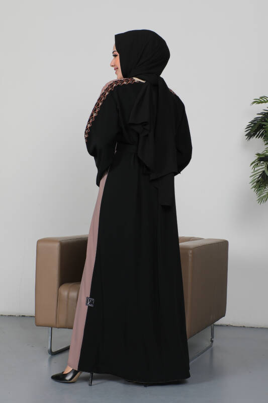 Nakışlı Cupra Kumaş Abaya -2270 - 4