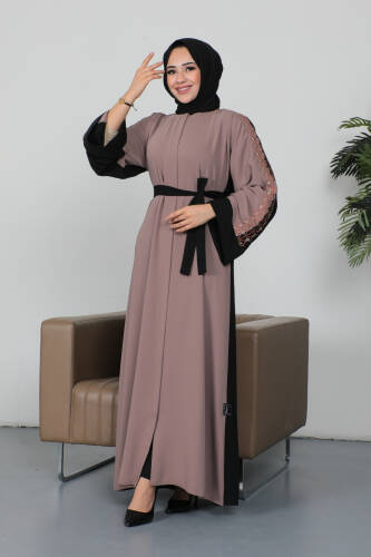 Nakışlı Cupra Kumaş Abaya -2270 - 5