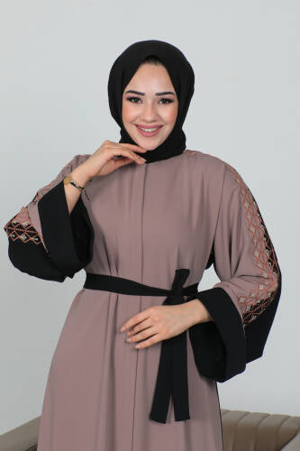 Nakışlı Cupra Kumaş Abaya -2270 - 6