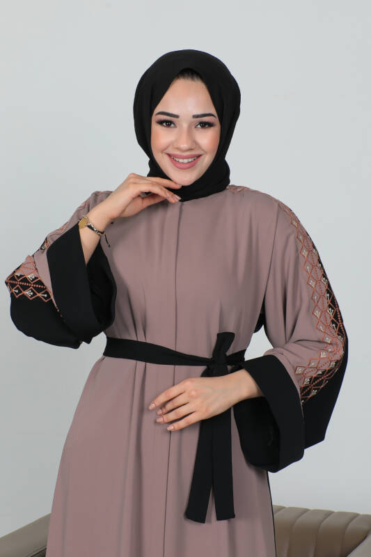 Nakışlı Cupra Kumaş Abaya -2270 - 6