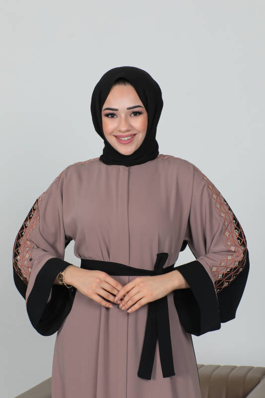 Nakışlı Cupra Kumaş Abaya -2270 - 8