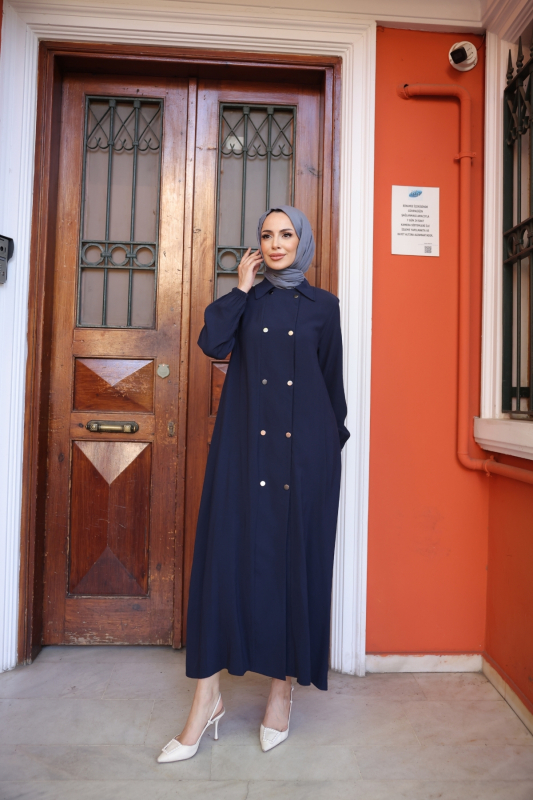 Nisa Çift Çıtçıtlı Kap Lacivert - 9046 - 1