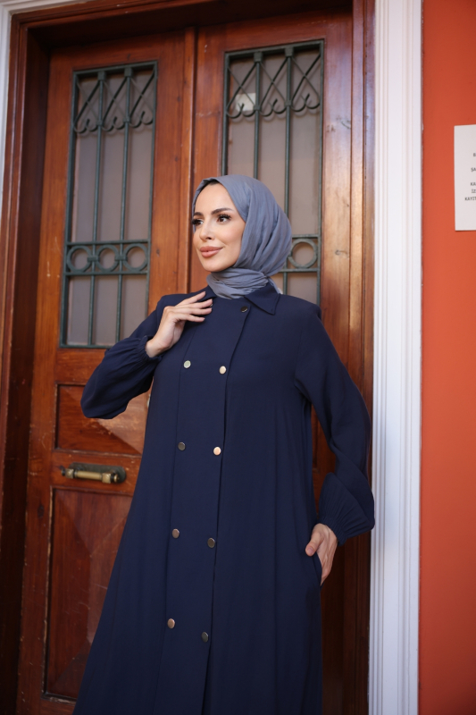 Nisa Çift Çıtçıtlı Kap Lacivert - 9046 - 6