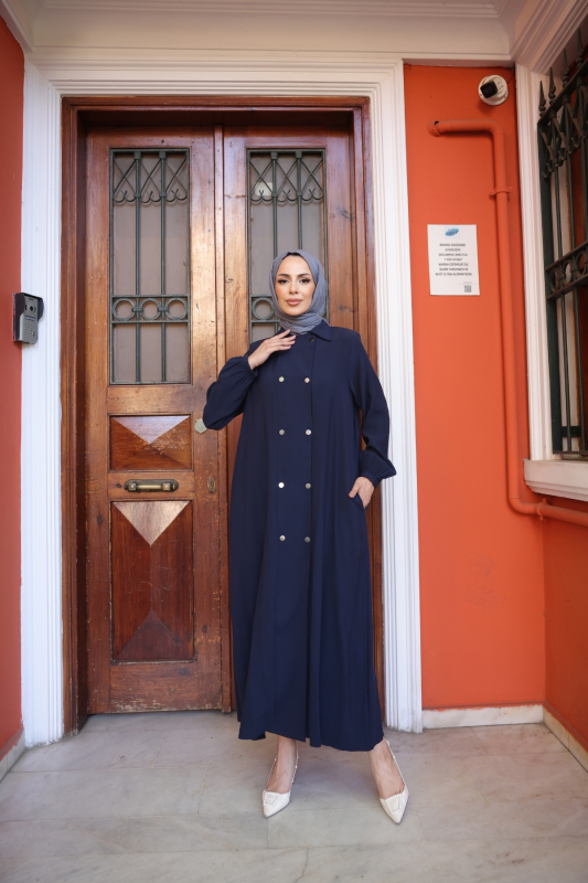 Nisa Çift Çıtçıtlı Kap Lacivert - 9046 - 7