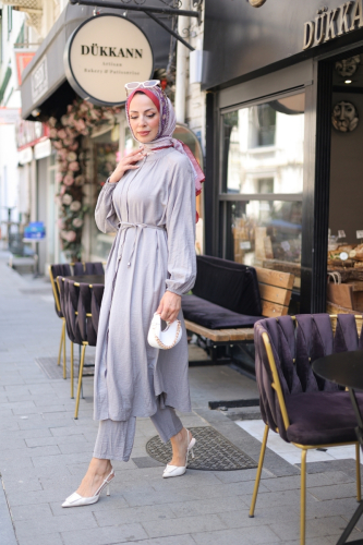 Öykü İkili Takım Gri - 3014 - Kadeem Giyim