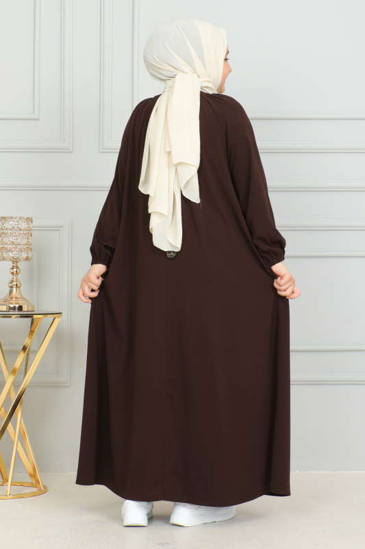 Reglan Kol Büzgülü Çocuk Elbise Kahverengi - 4004 - 4