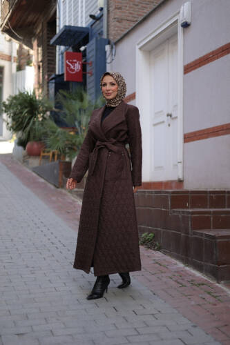 Rüyam Jakarlı Şal Yaka Kapitone Mont Kahverengi - 7003 - 6