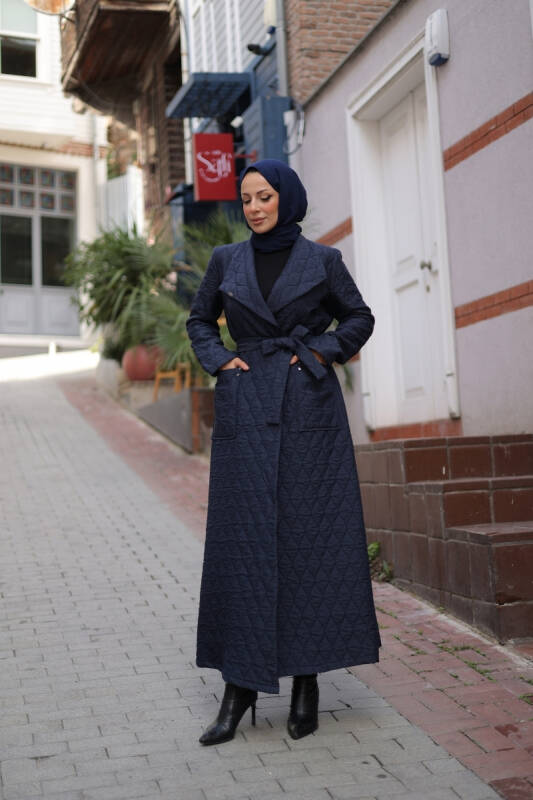 Rüyam Jakarlı Şal Yaka Kapitone Mont Lacivert - 7003 - 1