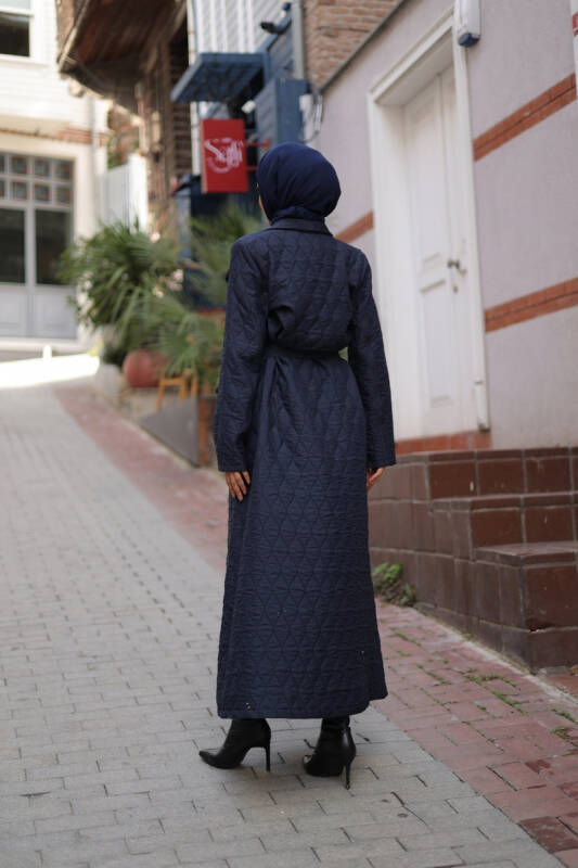 Rüyam Jakarlı Şal Yaka Kapitone Mont Lacivert - 7003 - 5