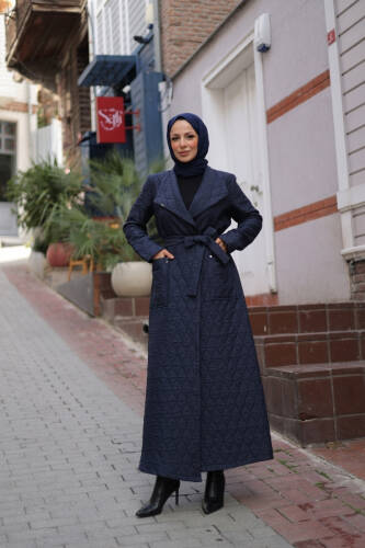 Rüyam Jakarlı Şal Yaka Kapitone Mont Lacivert - 7003 - 6