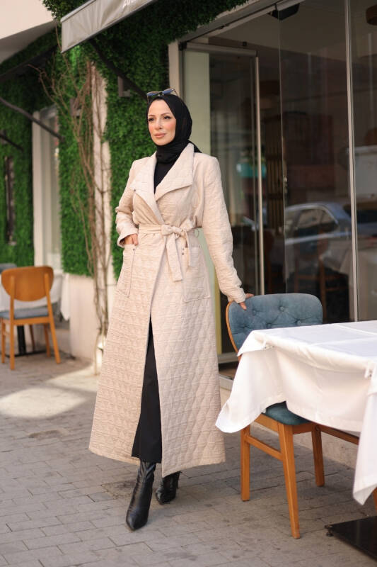 Rüyam Jakarlı Şal Yaka Kapitone Mont Taş - 7003 - 3