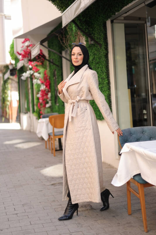Rüyam Jakarlı Şal Yaka Kapitone Mont Taş - 7003 - 5