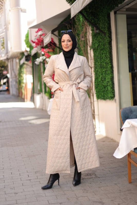 Rüyam Jakarlı Şal Yaka Kapitone Mont Taş - 7003 - 8