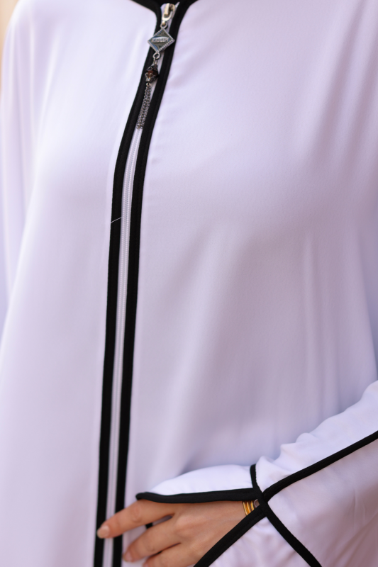 Sultan Abaya Dubai İpeği Beyaz -1002 - 9