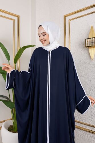 Sultan Abaya Dubai İpeği Lacivert -1002 - 11