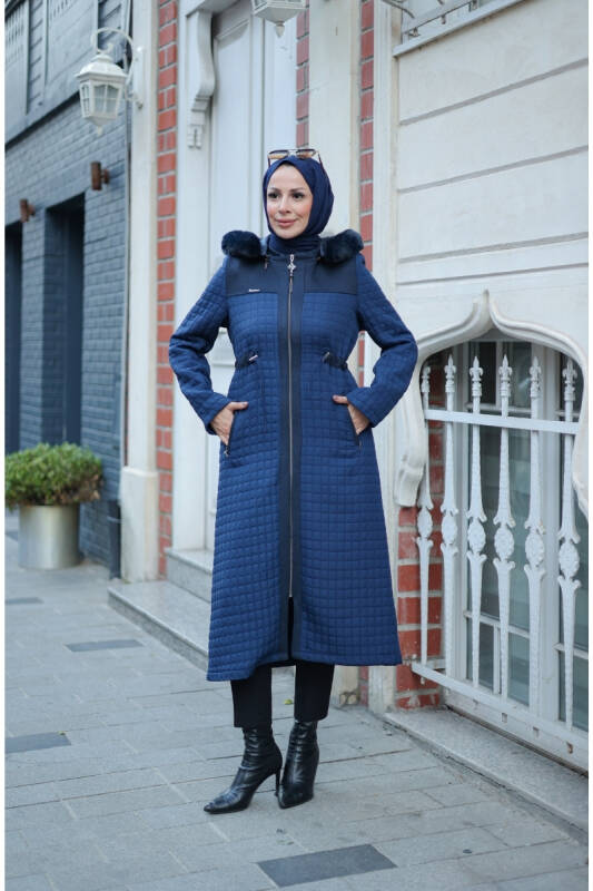 Zerina Kapitone Süet Kap Lacivert - 422527 - 2