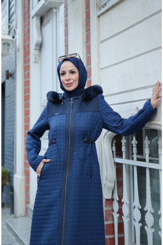 Zerina Kapitone Süet Kap Lacivert - 422527 - 3