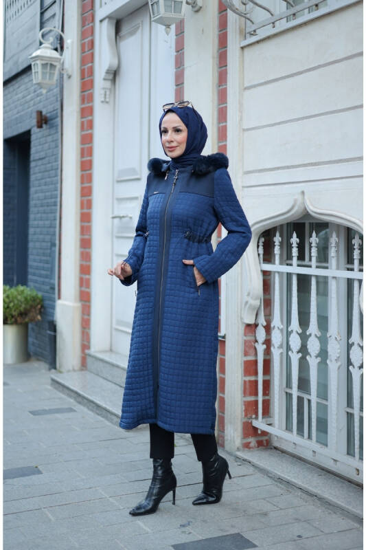 Zerina Kapitone Süet Kap Lacivert - 422527 - 4