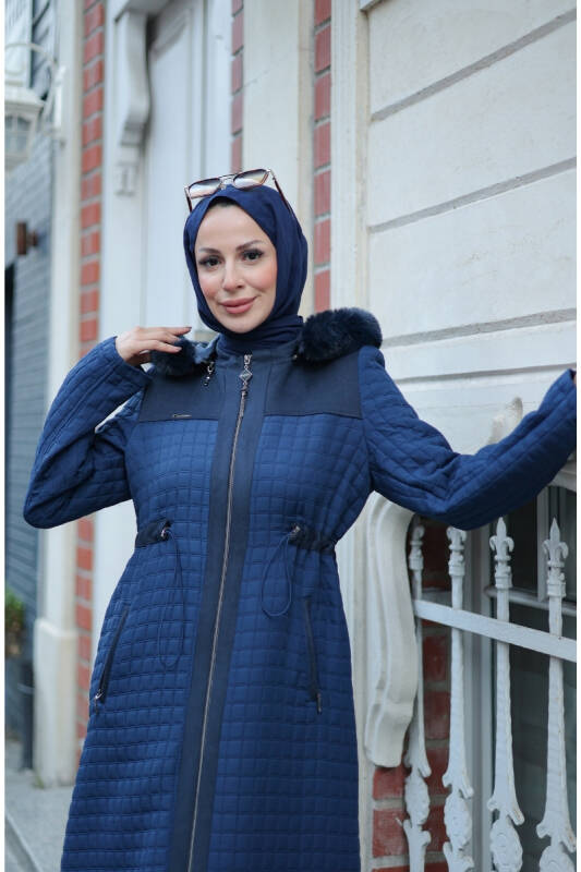 Zerina Kapitone Süet Kap Lacivert - 422527 - 5