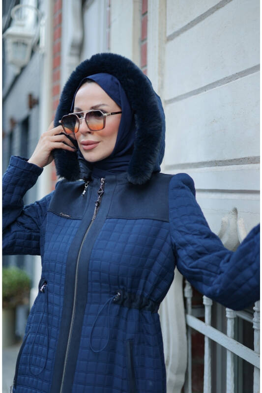 Zerina Kapitone Süet Kap Lacivert - 422527 - 7