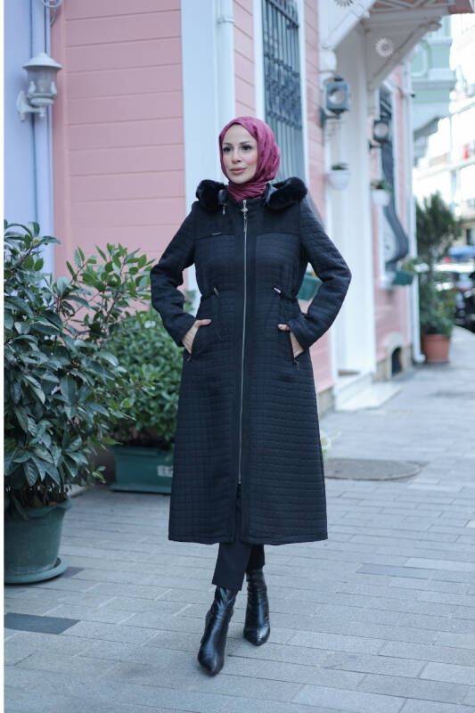 Zerina Kapitone Süet Kap Siyah - 422527 - 1