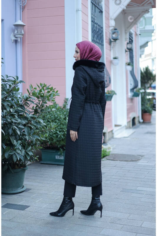 Zerina Kapitone Süet Kap Siyah - 422527 - 3