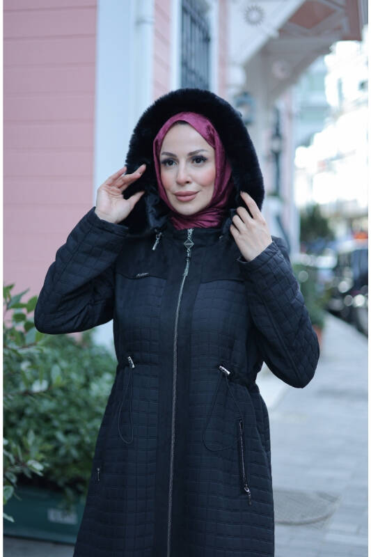 Zerina Kapitone Süet Kap Siyah - 422527 - 6