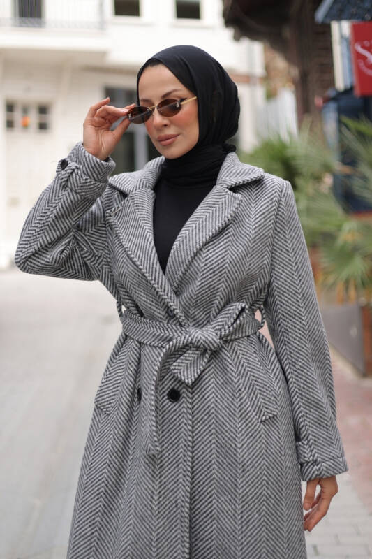 Zühre Kuşaklı Balık Sırtı Kaşe Füme - 7001 - 12