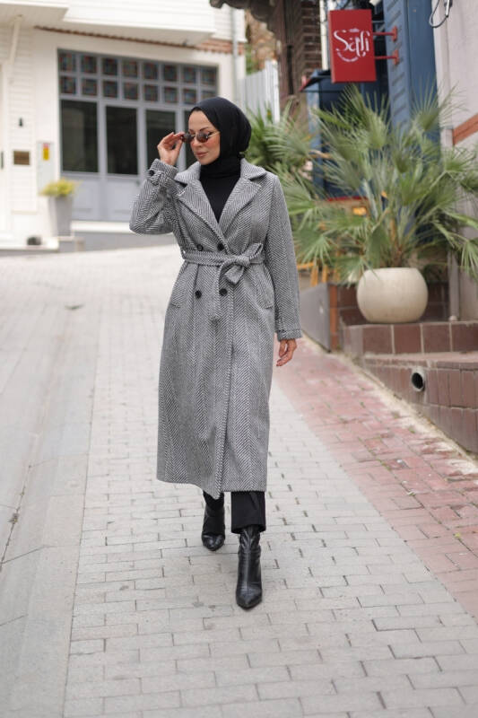 Zühre Kuşaklı Balık Sırtı Kaşe Füme - 7001 - 11