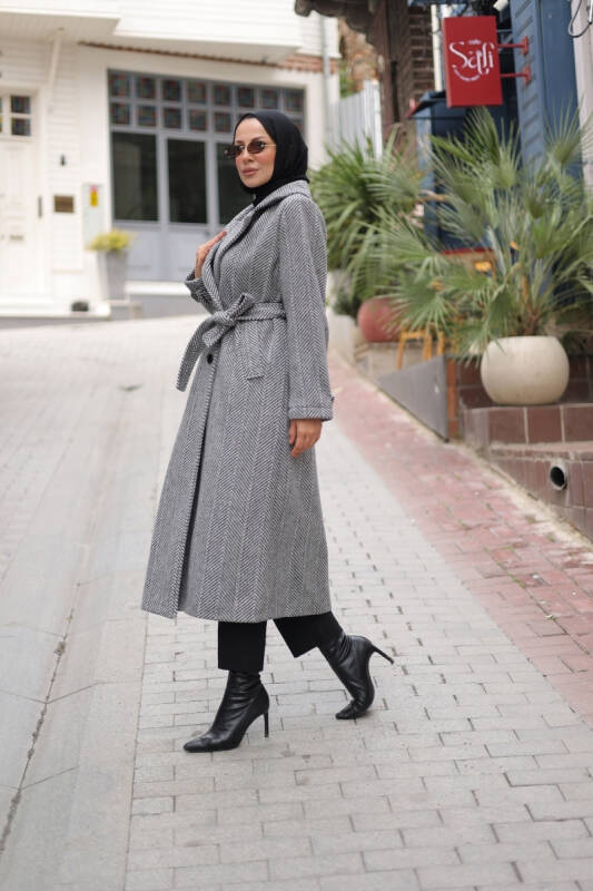 Zühre Kuşaklı Balık Sırtı Kaşe Füme - 7001 - 16