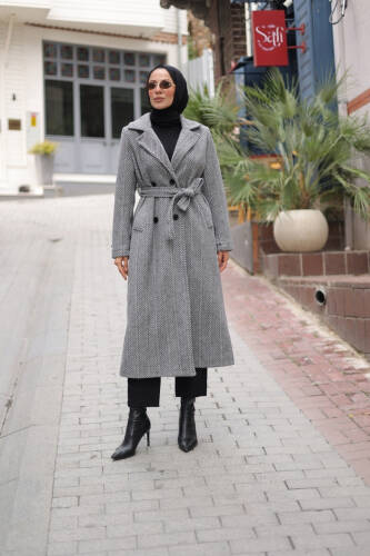 Zühre Kuşaklı Balık Sırtı Kaşe Füme - 7001 - 17