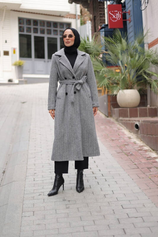 Zühre Kuşaklı Balık Sırtı Kaşe Füme - 7001 - 17