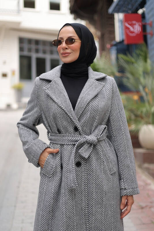Zühre Kuşaklı Balık Sırtı Kaşe Füme - 7001 - 19