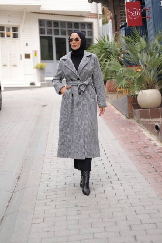 Zühre Kuşaklı Balık Sırtı Kaşe Füme - 7001 - 4