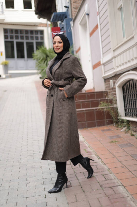 Zühre Kuşaklı Balık Sırtı Kaşe Vizon - 7001 - 3
